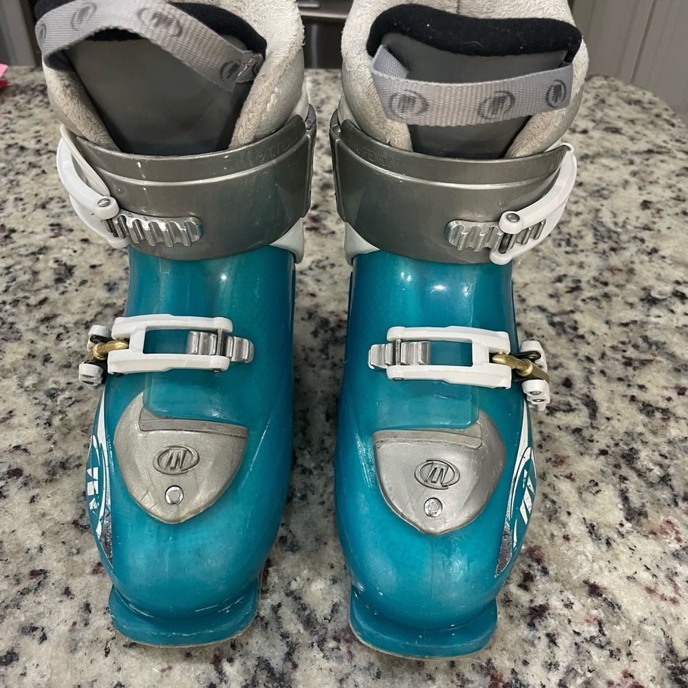 Tecnica Teal and Gray Kids Ski Boots